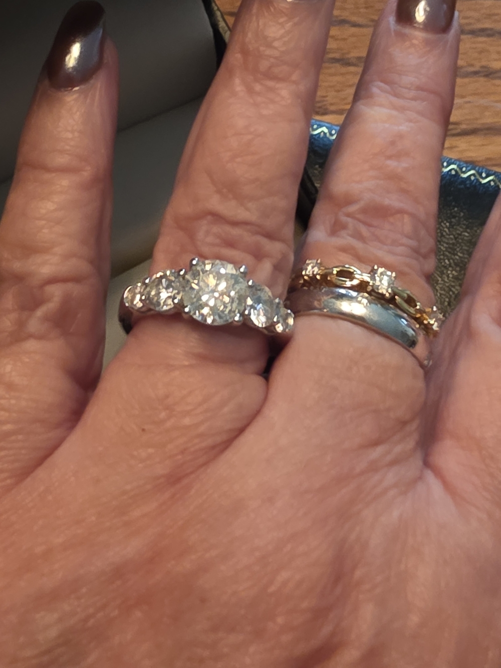 Classic Three-Stone White Gold Diamond Engagement Ring TW 3 Carats